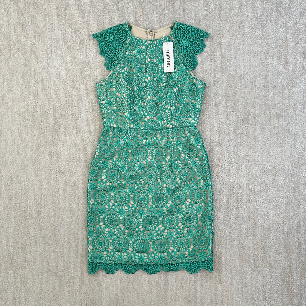 Minuet Petite Green Lace Mini Dress